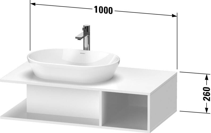 DURAVIT D-Neo wastafelonderbouw hangend 100x55x26cm kraangat links Grafiet mat decor