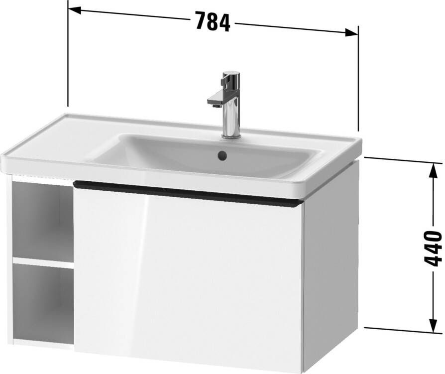 DURAVIT D-Neo wastafelonderbouw hangend 78 4x45 2x44cm 1 lade rechts Grafiet mat decor