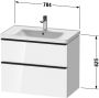 DURAVIT D-Neo wastafelonderbouw hangend 78 4x45 2x62 5cm 2 lades Basaltmat decor - Thumbnail 3