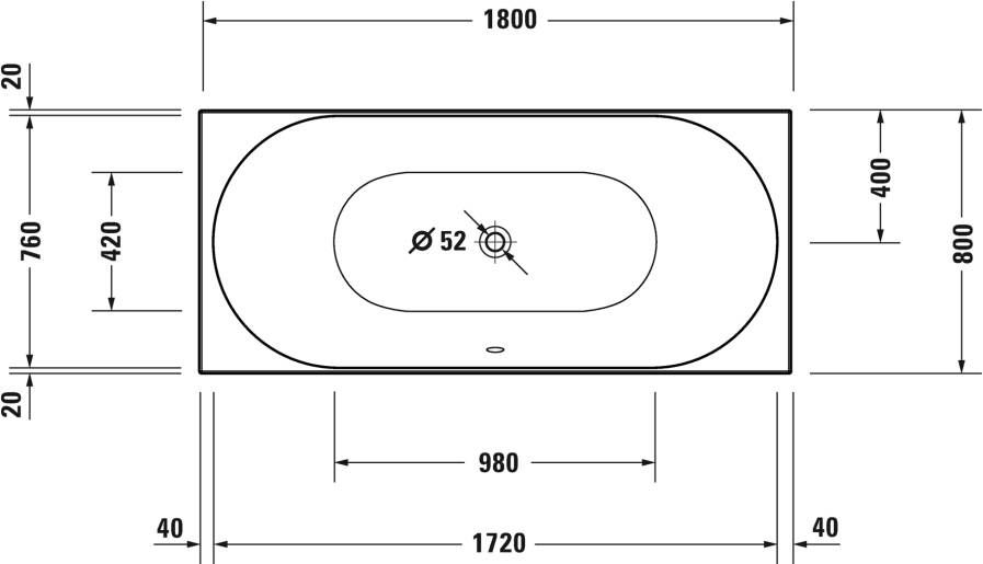 DURAVIT D-Neo whirlpool bad ovaal 180x80cm Wit