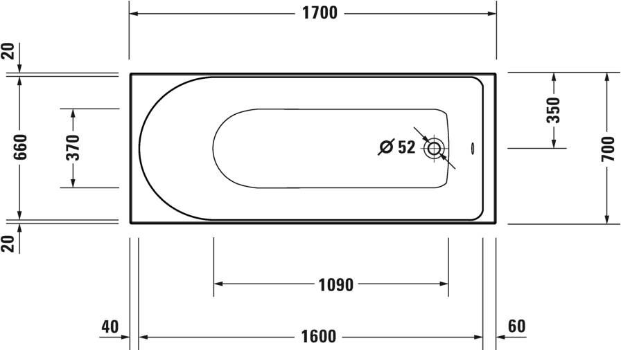 DURAVIT D-Neo whirlpool bad rechthoek 170x70cm Wit