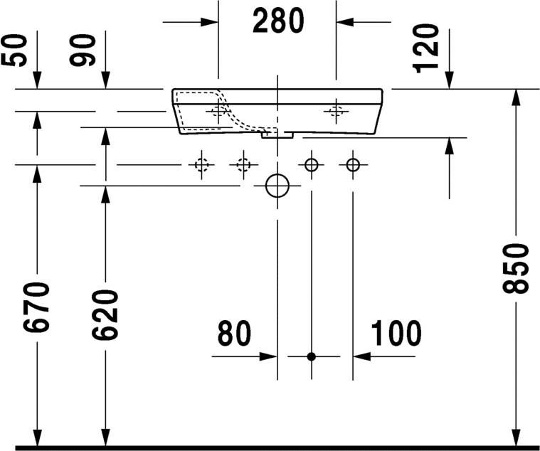 DURAVIT Durastyle fonteinwastafel 50x22cm kraangat rechts Wit