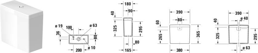 DURAVIT Starck 3 reservoir aansluiting achter-onder 6 3L wit Wondergliss