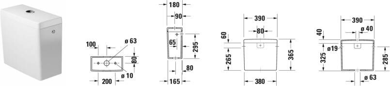 DURAVIT Starck 3 reservoir aansluiting links rechts 4 5 3L wit