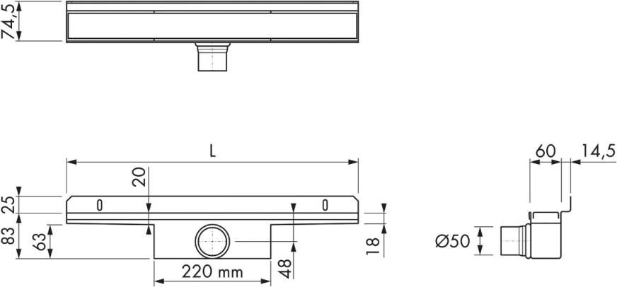 Easydrain Compact 50 Wall douchegoot 120cm