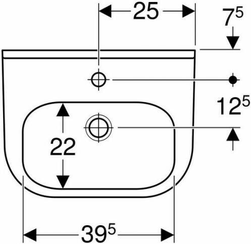 Geberit 300 Basic fontein 50x38cm 1 kraangat zonder overloop wit