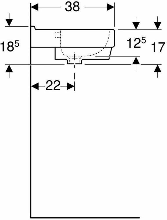 Geberit 300 Basic fontein 50x38cm zonder kraangat met overloop wit