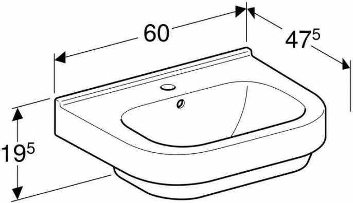 Geberit 300 Basic wastafel 60x47 5cm 1 kraangat zonder overloop wit