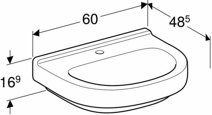 Geberit 300 Basic Arco wastafel 60x48 5cm 1 kraangat zonder overloop wit