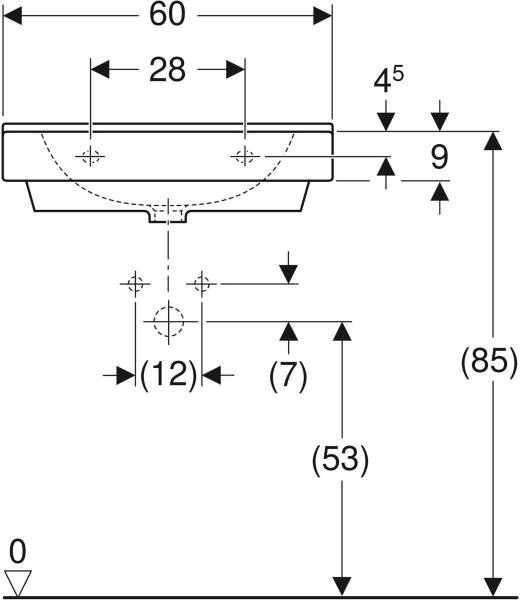 Geberit 300 Basic wastafel 60x47 5cm zonder kraangat zonder overloop wit