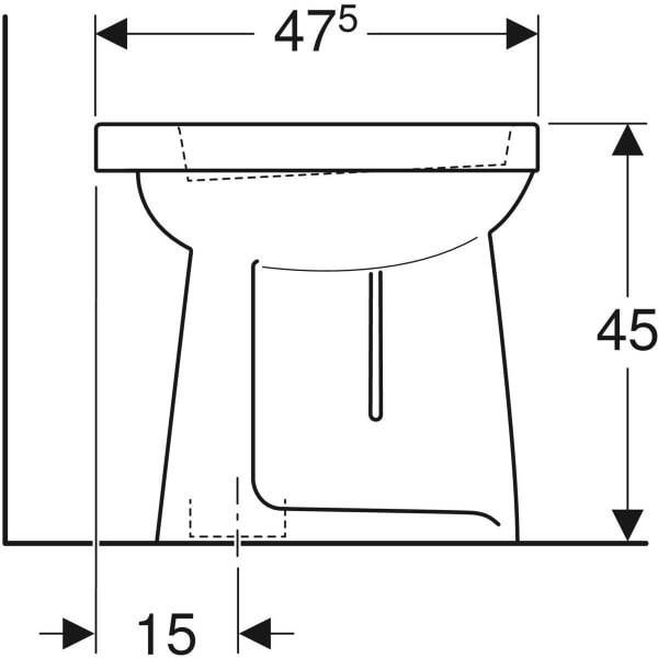 Geberit 300 Comfort 73 staand toilet vlakspoel verhoogd +5cm AO wit