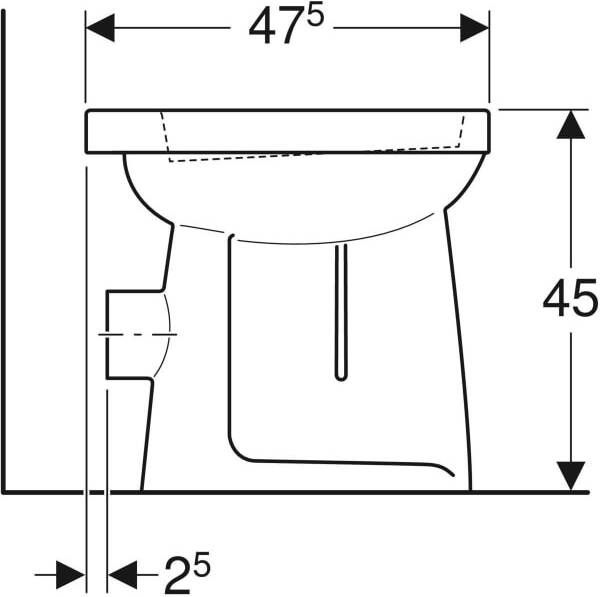 Geberit 300 Comfort 73 staand toilet vlakspoel verhoogd +5cm PK wit