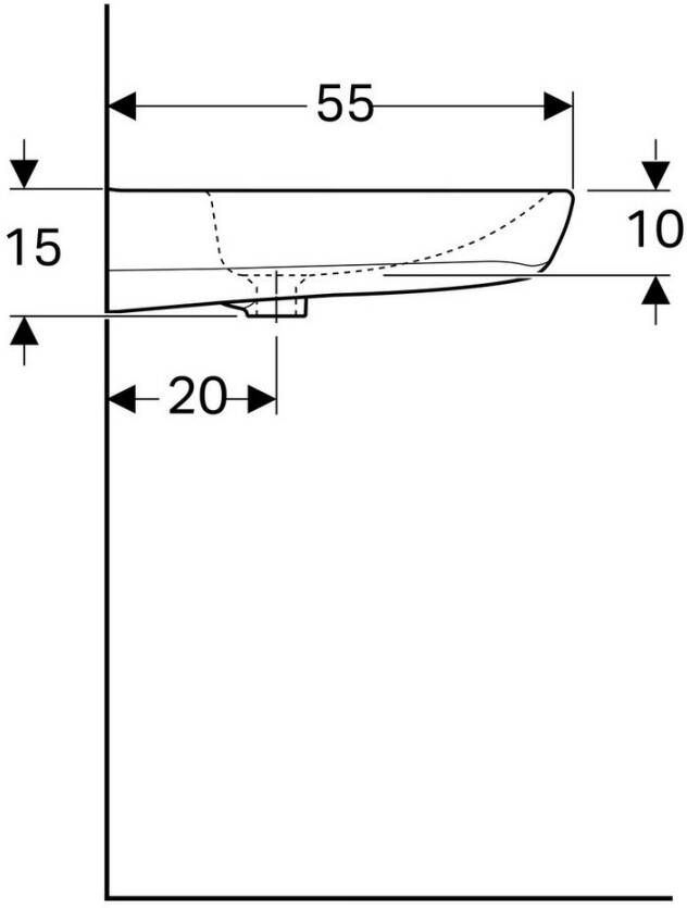 Geberit 300 Comfort wastafel 65 x 55 x 15cm 1 kraangat zonder overloop wit