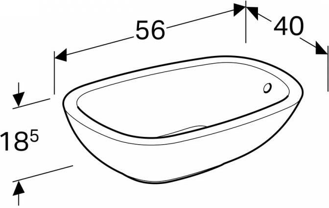 Geberit Citterio opzetwastafel 56cm met overloop