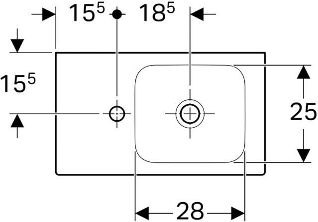 Geberit Icon fontein 53x31cm kraangat links Keratect wit