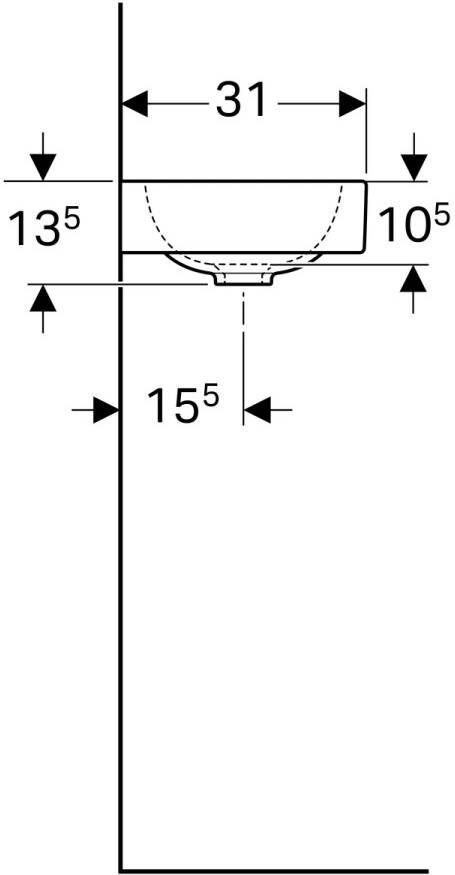 Geberit Icon fontein 53x31cm kraangat links Keratect wit