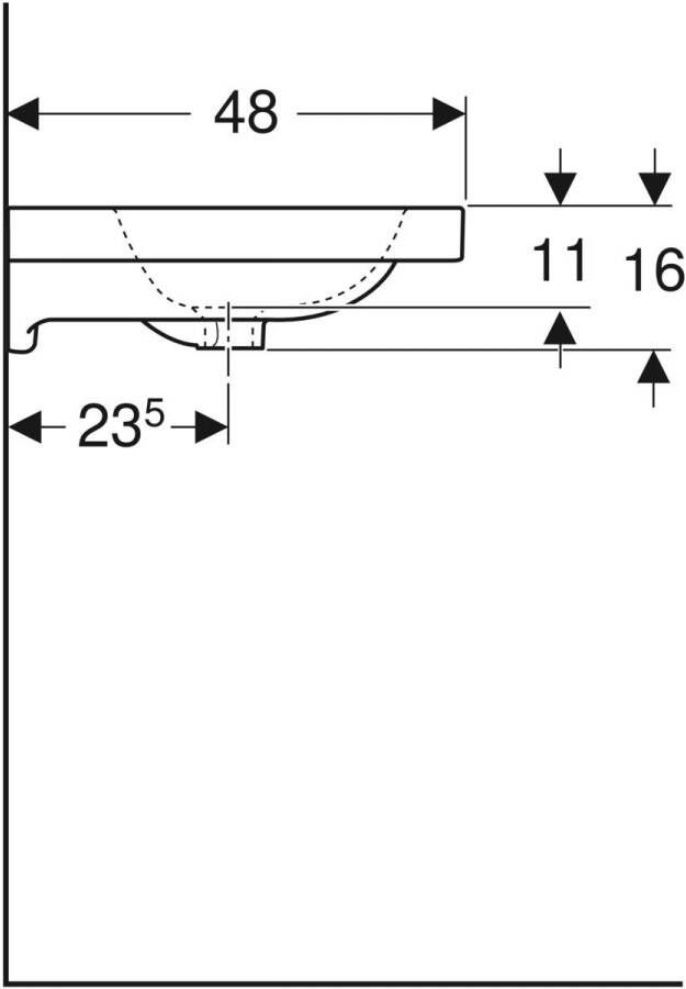 Geberit iCon Light wastafel 60x48cm 1 kraangat met overloop wit