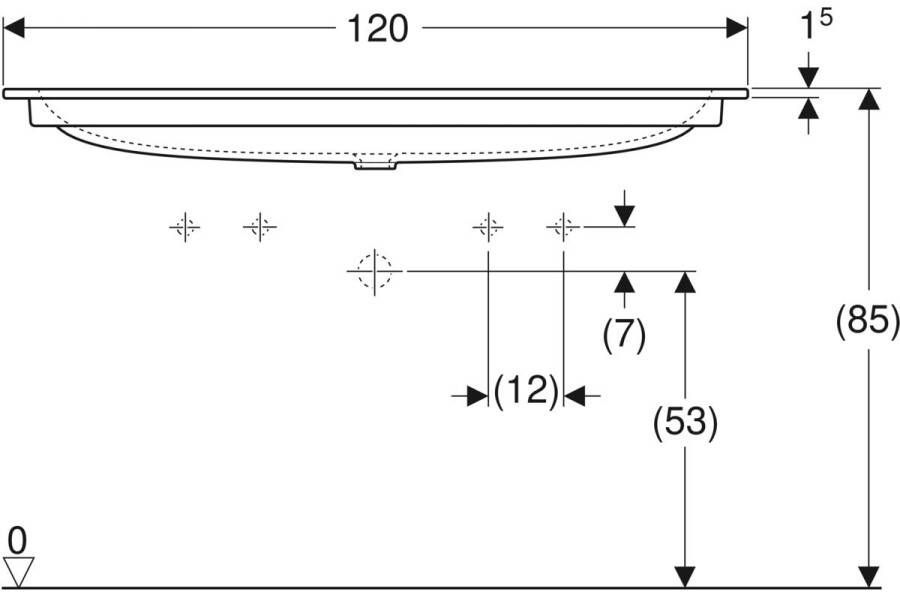 Geberit Icon meubelwastafel 120x48cm 2 kraangaten wit