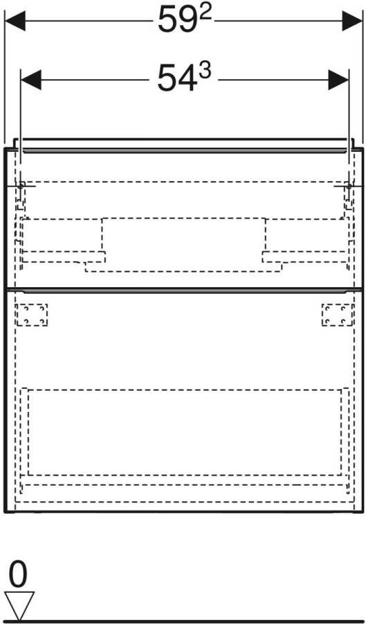 Geberit Icon onderkast 59x46cm 2 laden hoogglans wit greep wit