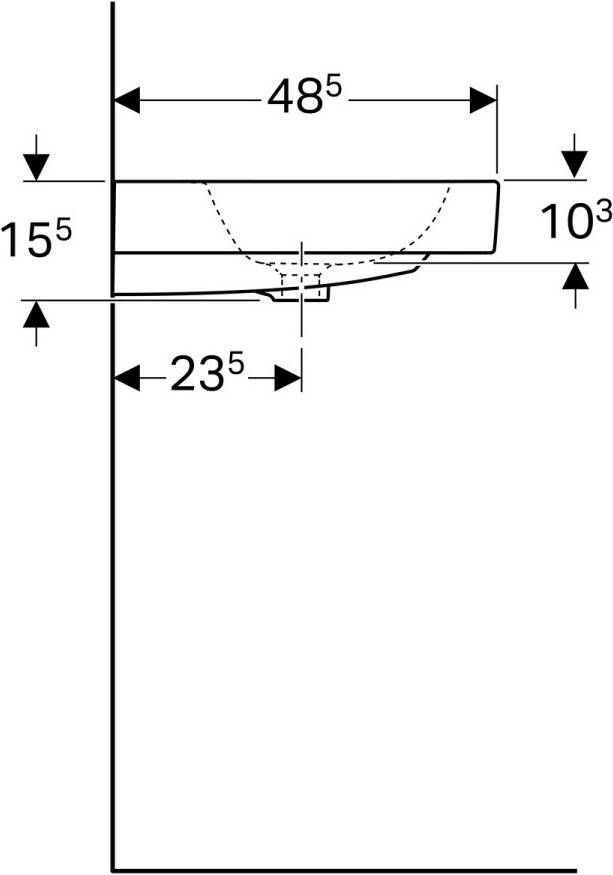 Geberit iCon wastafel 75x48 5cm zonder kraangat met overloop Keratect wit