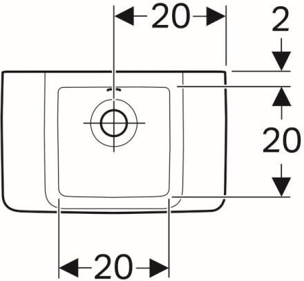 Geberit Renova Compact fontein 40x25cm zonder kraangat met overloop wit