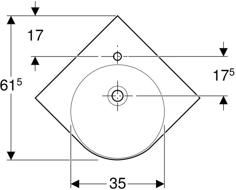 Geberit Renova Compact hoekwastafel 69 5x61 5cm met kraangat Keratect wit