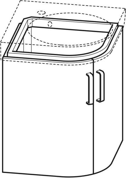 Geberit Renova Compact onderkast voor hoekwastafel 69cm 2 deuren hoogglans grijs