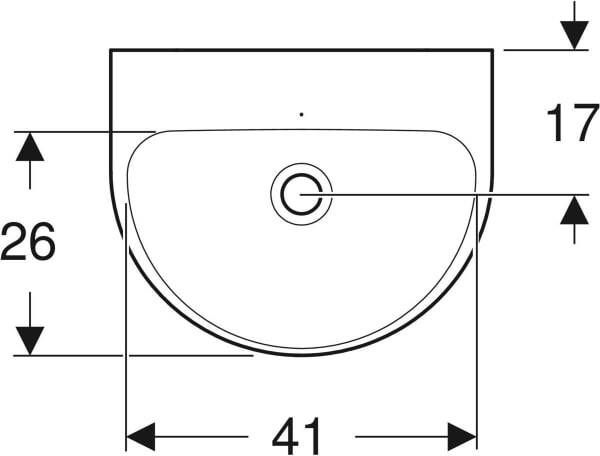 Geberit Renova fontein halfrond 45x36cm zonder kraangat zonder overloop wit