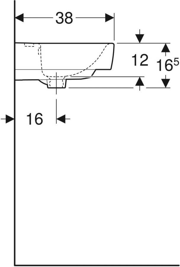 Geberit Renova Plan fontein 50x38cm met kraangat met overloop wit