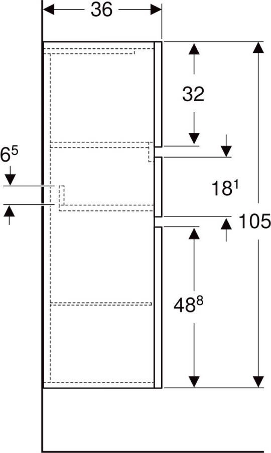 Geberit Renova Plan halfhoge kast 105cm noten hickory