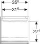 Geberit Renova Plan Halfhoge Kast 2 Deuren 1 La 39x36x105 cm Noten Hickory - Thumbnail 3