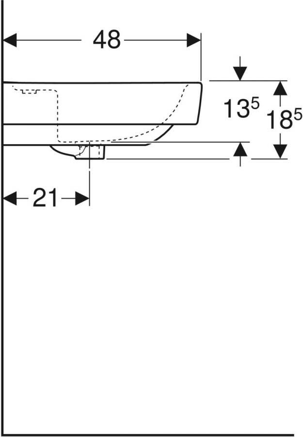 Geberit Renova Plan wastafel 100x48cm 2 kraangaten met overloop wit