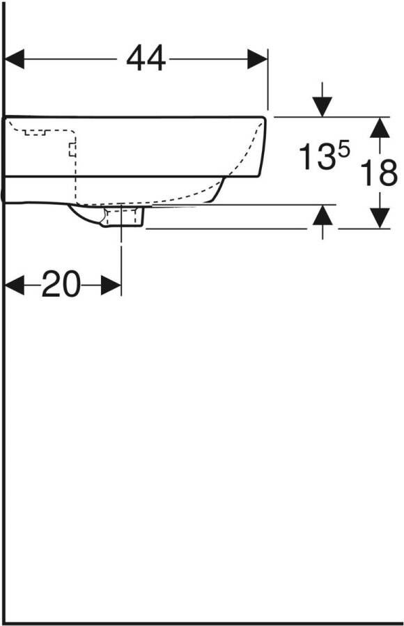 Geberit Renova Plan wastafel 55x44cm 1 kraangat met overloop wit