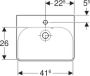 Geberit Smyle Square fontein 45cm met kraangat Keratect wit - Thumbnail 2