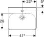 GEBERIT Smyle Fontein vierkant 1x waskom kraangat midden overloop keramiek 450 x 360 x 160mm (BxDxH) wit - Thumbnail 2