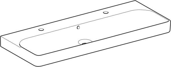 Geberit Smyle Square wastafel 120x48cm 2 kraangaten wit