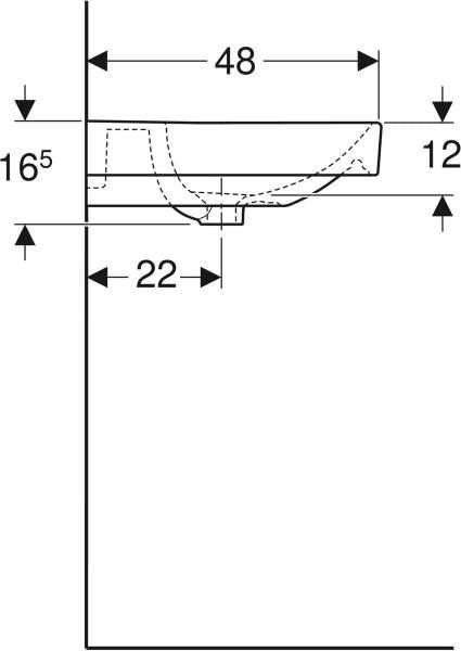 Geberit Smyle Square wastafel 120x48cm zonder kraangat wit