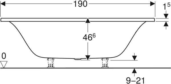 Geberit Tawa duobad rechthoekig 190x90cm wit