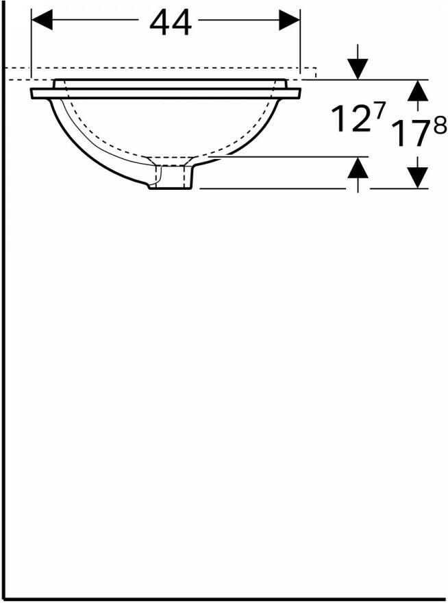 Geberit Variform onderbouwwastafel rechth. 45cm z overloop tect wit