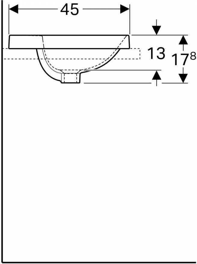 Geberit Variform opbouwwastafel rechthoekig 55x45cm z overloop wit