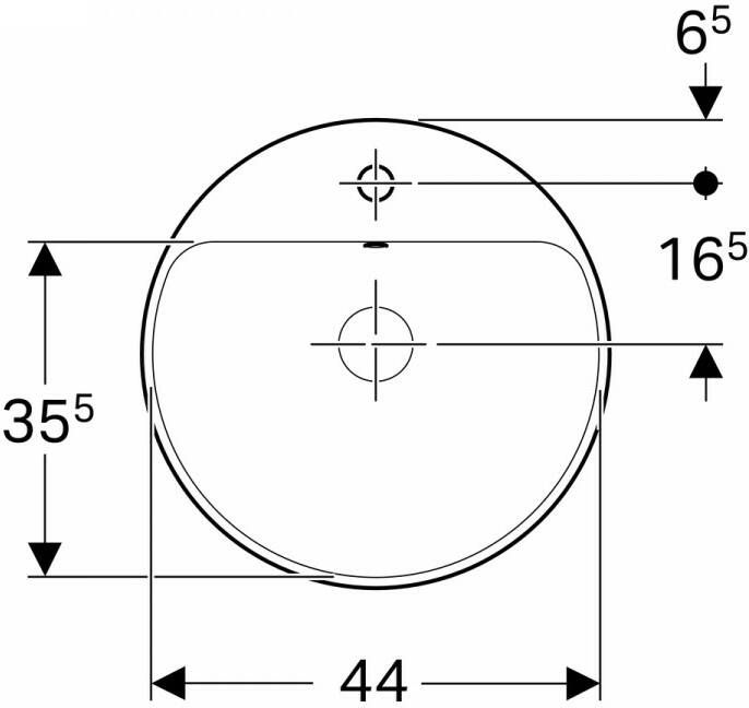 Geberit Variform opbouwwastafel rond 48cm met overloop wit