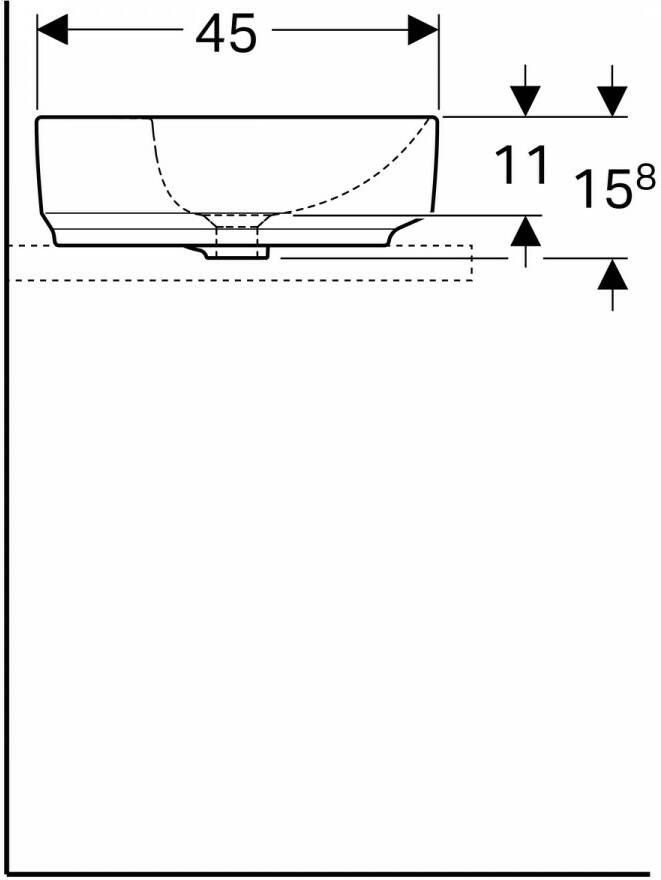 Geberit Variform opzetwastafel ellips 60x45cm z overloop wit