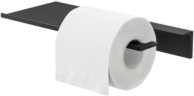 Geesa Leev planchet 28cm zwart met toiletrolhouder zonder klep zwart