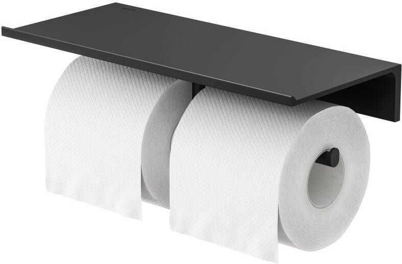 Geesa Leev planchet 28cm zwart met toiletrolhouder zonder klep zwart