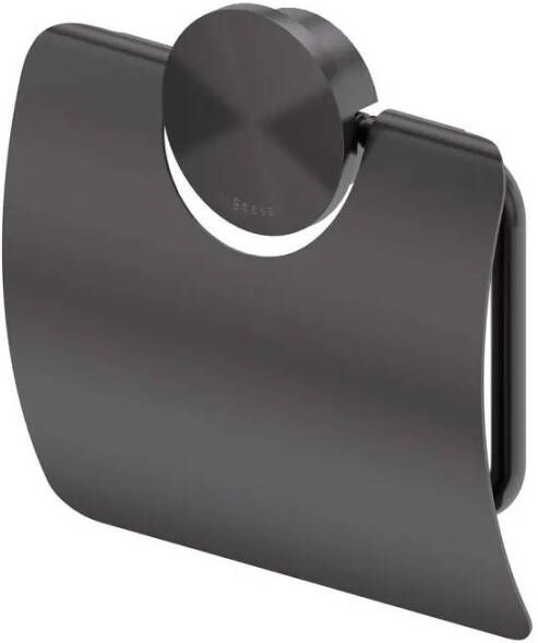 Geesa Opal toiletrolhouder met klep geborsteld metaal zwart