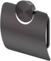 Geesa Opal toiletrolhouder met klep 14 x 2 3 x 13 7 cm zwart metaal geborsteld - Thumbnail 3