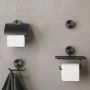 Geesa Opal toiletrolhouder met klep 14 x 2 3 x 13 7 cm zwart metaal geborsteld - Thumbnail 4