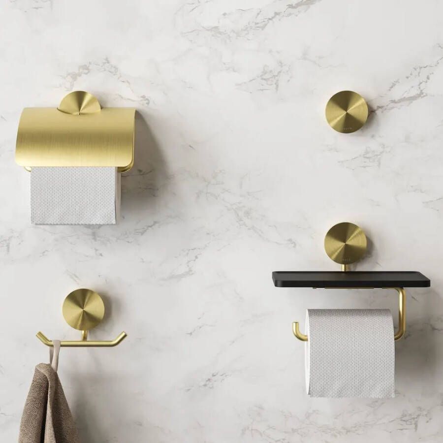 Geesa Opal toiletrolhouder met planchet goud geborsteld