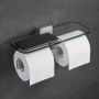 Geesa Shift Toiletrolhouder dubbel RVS geborsteld met planchet van transparant glas 91994805 - Thumbnail 4