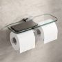 Geesa Shift Toiletrolhouder dubbel Chroom met planchet van transparant glas 91994802 - Thumbnail 4